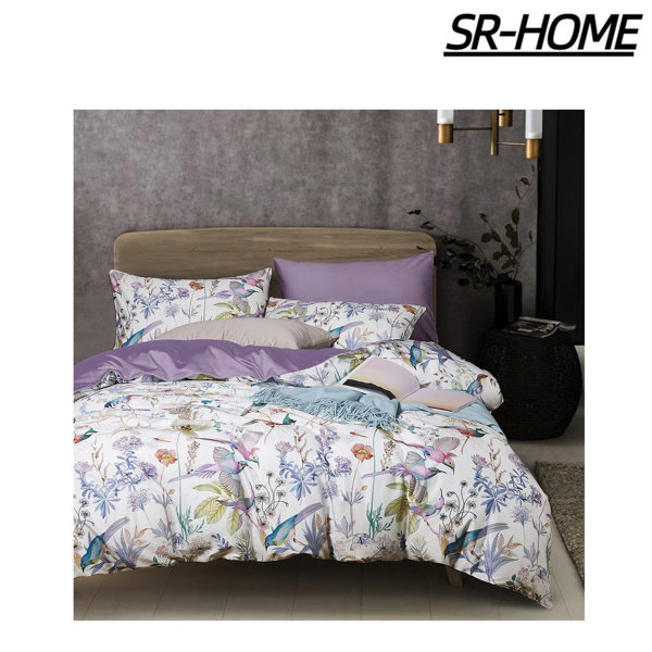 SR-HOME Ensemble de housse de couette floral avec motif de fleurs